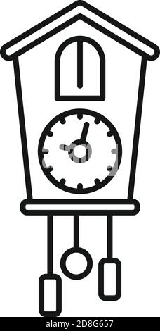 Chalet pendulum clock icon, outline style Stock Vector