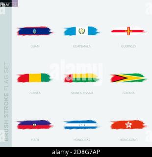 Grunge abstract brush stroke flag set, nine different flag. Vector flag set, part 10 Stock Vector