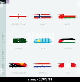 Grunge abstract brush stroke flag set, nine different flag. Vector flag set, part 18 Stock Vector