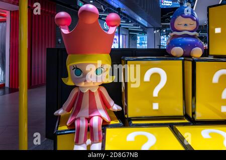 Popmart holds a large blind box exhibition, including a 4.5-meter-high doll named Labubu, which attracts many visitors in Shanghai, China, 21 Septembe Stock Photo