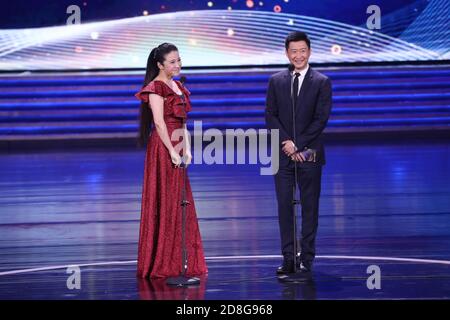 Chinese martial artist, actor and director Wu Jing attends the 29th Golden Rooster Awards and the 35th Hundred Flowers Awards in Zhengzhou city, centr Stock Photo