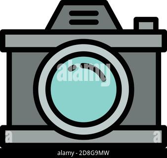 Retro camera icon. Outline retro camera vector icon for web design isolated on white background Stock Vector