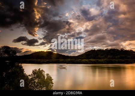 Sunset Scape along Georges River following Como Heritage and Environment Trail Stock Photo