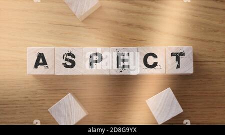 Aspect Word Written In Wooden Cube Stock Photo - Alamy