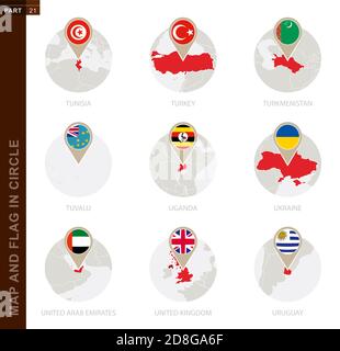 Uruguay Map with Round Uruguay Flag Pin Pointer on Circular Globe ...