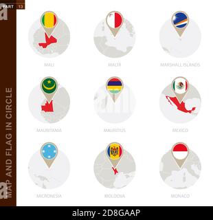 Moldova Map with Round Moldova Flag Pin Pointer on Circular Globe ...