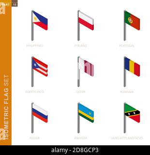 Isometric Illustration of Flagpole with Philippines Flag Stock Vector ...