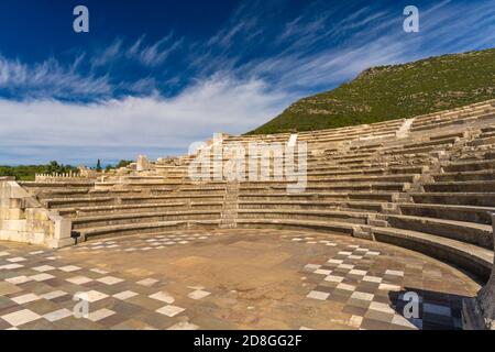 Ruins in the Ancient Messene archeological site, Peloponnese, Greece. One of the best preserved ancient cities in Greece with visible remains dating b Stock Photo