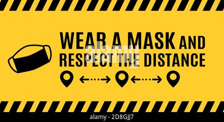 Masks Required Sign Horizontal Window Signage for Restaurants and Retail Business Face Mask Symbol Stock Vector