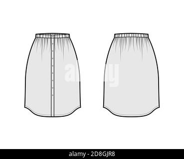 Skirt slip dirndl technical fashion illustration with below-the