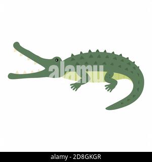 Funny crocodile. Vector illustration isolated on white background. Stock Vector