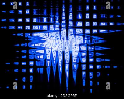 Abstraction of intersecting lines in black and blue tones. Stock Photo