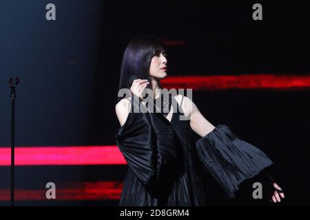 Taiwanese singer and actress Tarcy Su performs in her concert 'Flowers in Life' in Taipei, Taiwan, 12 September 2020. Stock Photo