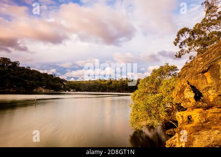 Sunset Scape along Georges River following Como Heritage and Environment Trail Stock Photo