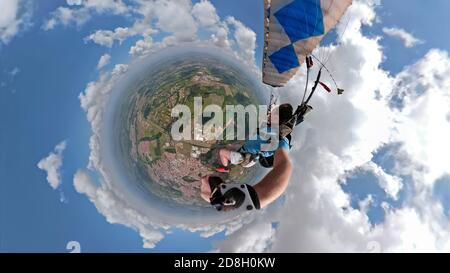 Skydiver selfie with a fish eye lens