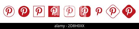 Pinterest set. Social Media Path Logo Design clip-art Illustration. Stock Vector
