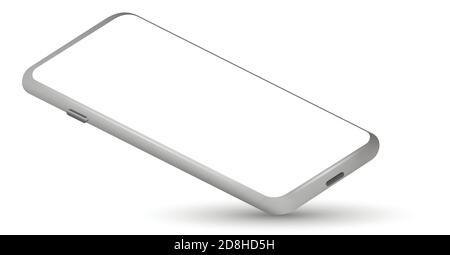 Smartphone frameless blank screen perspective view standing on the corner. Vector illustration isolated on white background. EPS 10 Stock Vector