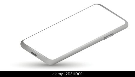 Smartphone frameless blank screen perspective view standing on the corner. Vector illustration isolated on white background. EPS 10 Stock Vector