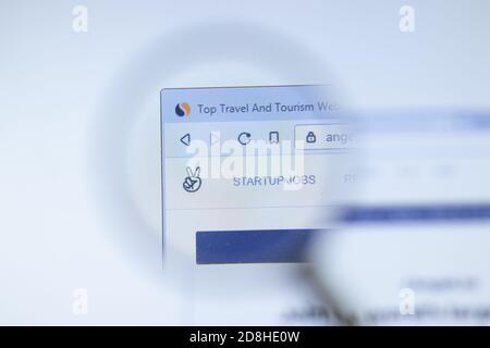 New York, USA - 26 October 2020: AngelList company website with logo close up, Illustrative Editorial Stock Photo