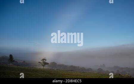 White Rainbow or Fog Bow, over Strath Fleet, Rogart, Sutherland, Scotland, UK Stock Photo