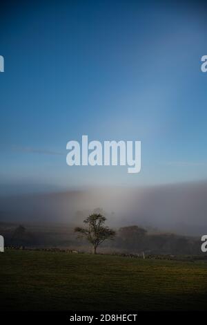 White Rainbow or Fog Bow, over Strath Fleet, Rogart, Sutherland, Scotland, UK Stock Photo