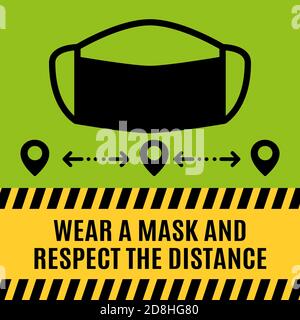 Masks Required Sign Horizontal Window Signage for Restaurants and Retail Business Face Mask Symbol Stock Vector