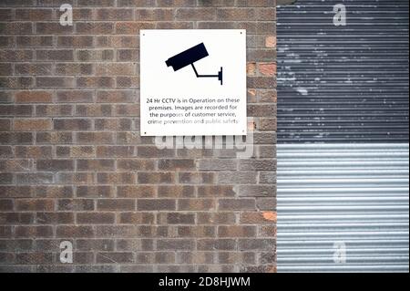 CCTV in operation 24 hours premises protected sign Stock Photo