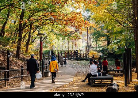 Seoul, Korea - October 26, 2020 : Bukhansan mountain at autumn Stock Photo