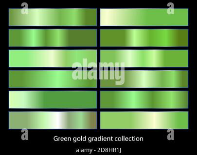 Green gold gradient backgrounds collection. Vector illustration. Stock Vector