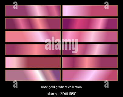 Rose gold gradient backgrounds collection. Vector illustration. Stock Vector