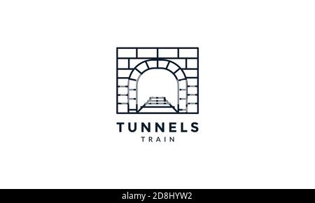 train tunnels ways modern line outline logo vector icon Stock Vector