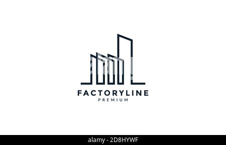 modern factory line outline logo vector icon design Stock Vector