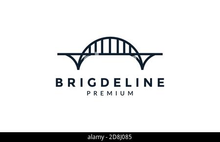 giant bridge line art outline simple logo vector icon design Stock Vector