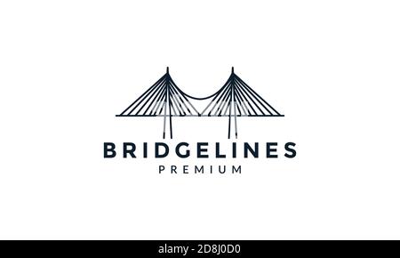 bridge futuristic line outline logo vector icon design Stock Vector