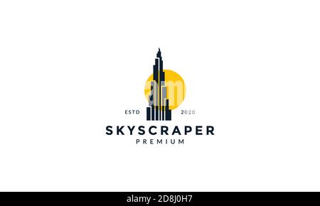 skyscrapers silhouette sunset modern logo vector icon design Stock Vector