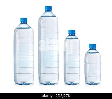 set of water plastic bottles isolated  on white Stock Photo