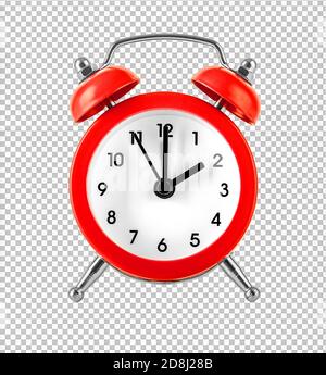 Red retro alarm clock on isolated background / clipping paths Stock Photo