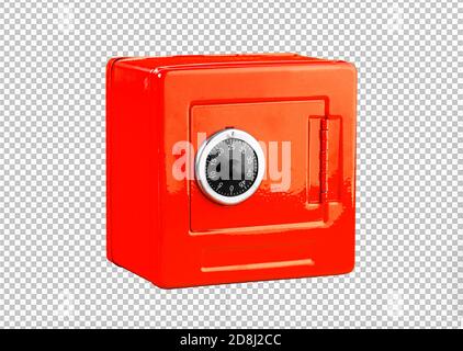 Red safe deposit box on a white background with clipping path Stock Photo