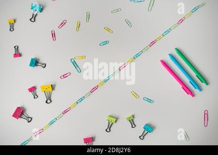 colorful craft supplies on white background Stock Photo