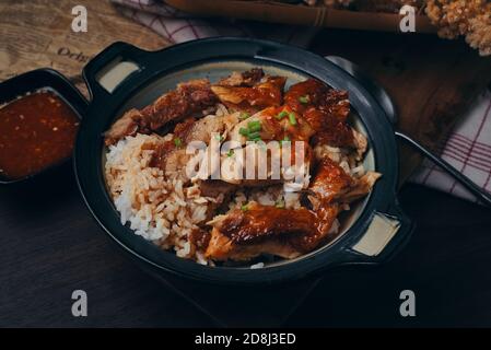 Homemade honey roast duck with rice Stock Photo