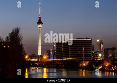 TV-tower in Berlin after sunset Stock Photo