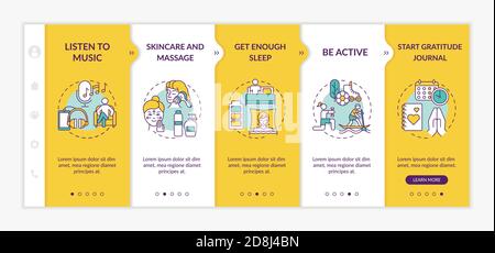 Self care practices onboarding vector template Stock Vector