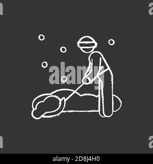 Snow removal job chalk white icon on black background Stock Vector