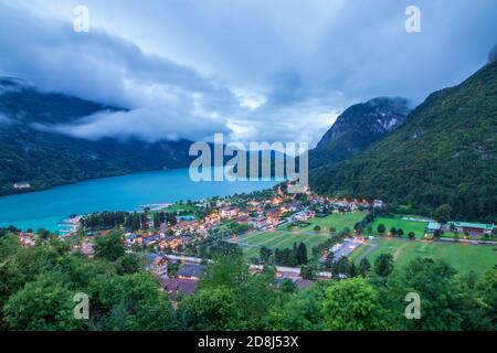 Beautiful view on Molveno lake in a summer day Stock Photo