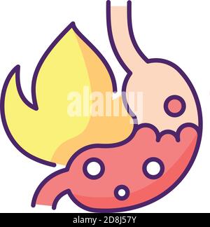 Heartburn RGB color icon Stock Vector