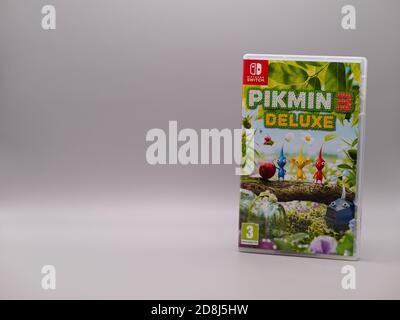 Oct 30th 2020, UK - Pikmin 3 Deluxe Nintendo Switch Game with space for text on white Stock Photo