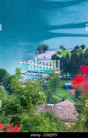 Beautiful view on Molveno lake in a summer day Stock Photo