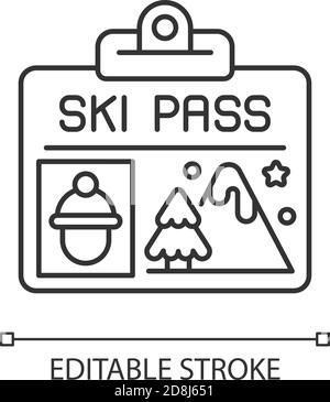 Ski pass linear icon Stock Vector