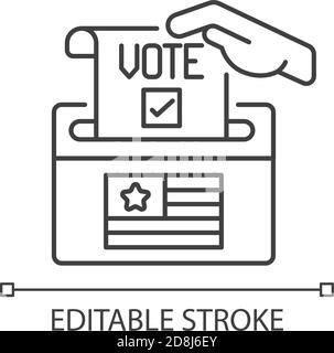 Ballot drop box linear icon Stock Vector