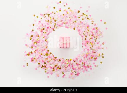 multicolored confetti on a white background view of superoo Stock Photo